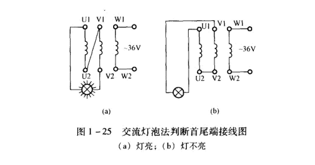 交流燈泡法判斷首尾端接線法