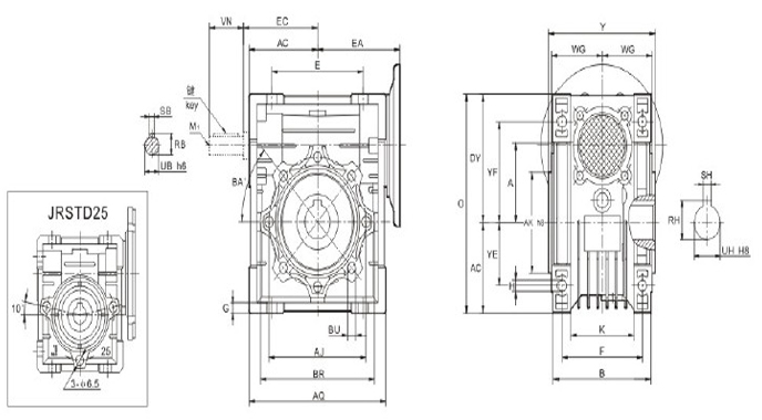 蝸輪蝸桿減速機JRSTD..-U系列詳細參數 蝸輪蝸桿減速機JRSTD..-U系列詳細參數